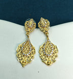 Gold-Tone Premium Tear Drop AD Earrings for Women - Golden Finish