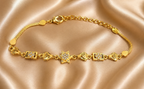 Gold-Tone Premium Elegant Heart and Geometrical Design Bracelet for Women - Glossy Finish