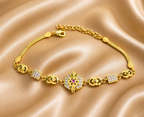 Gold-Tone Premium Elegant Geometrical Stone Studded Bracelet for Women - Glossy Finish