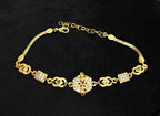 Gold-Tone Premium Elegant Geometrical Stone Studded Bracelet for Women - Glossy Finish