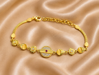 Gold-Tone Premium Central Medallion Designer Bracelet for Women - Glossy Finish
