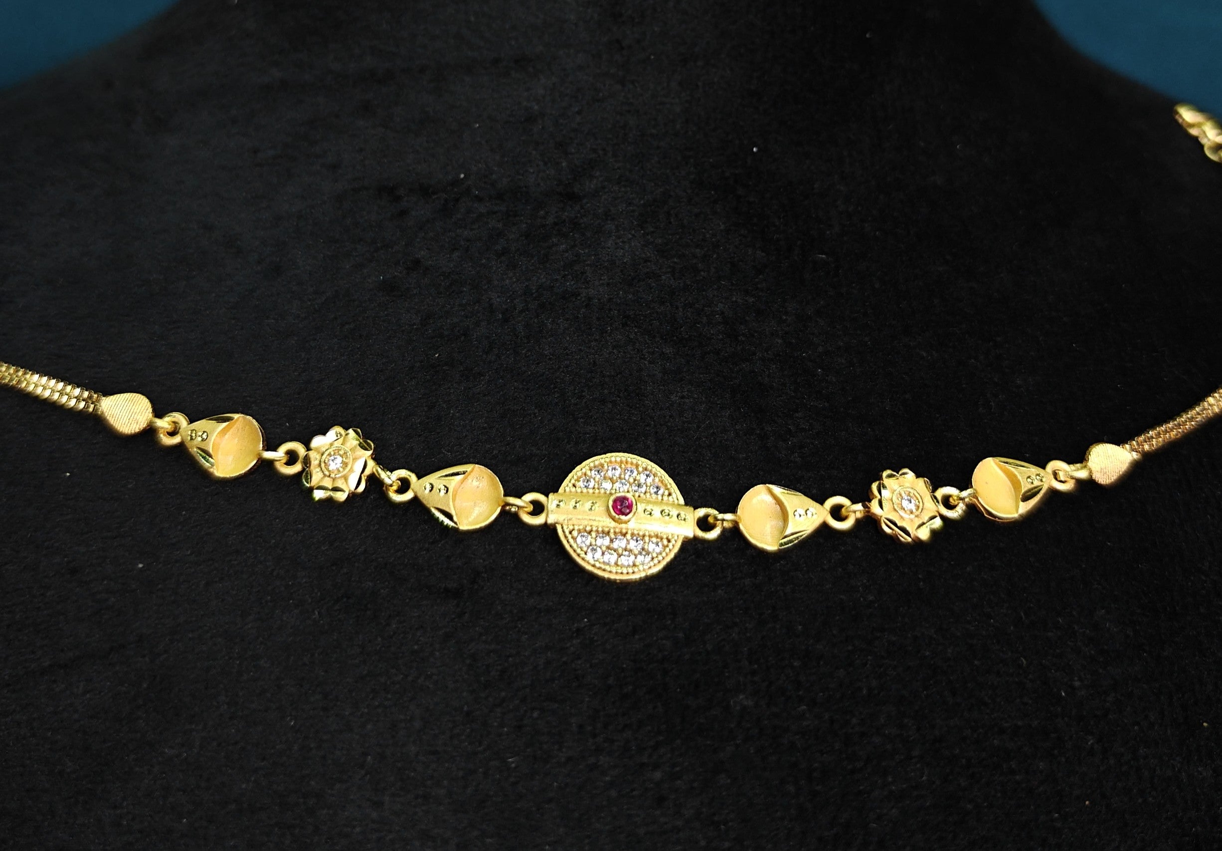 Gold-Tone Premium Central Medallion Designer Bracelet for Women - Glossy Finish