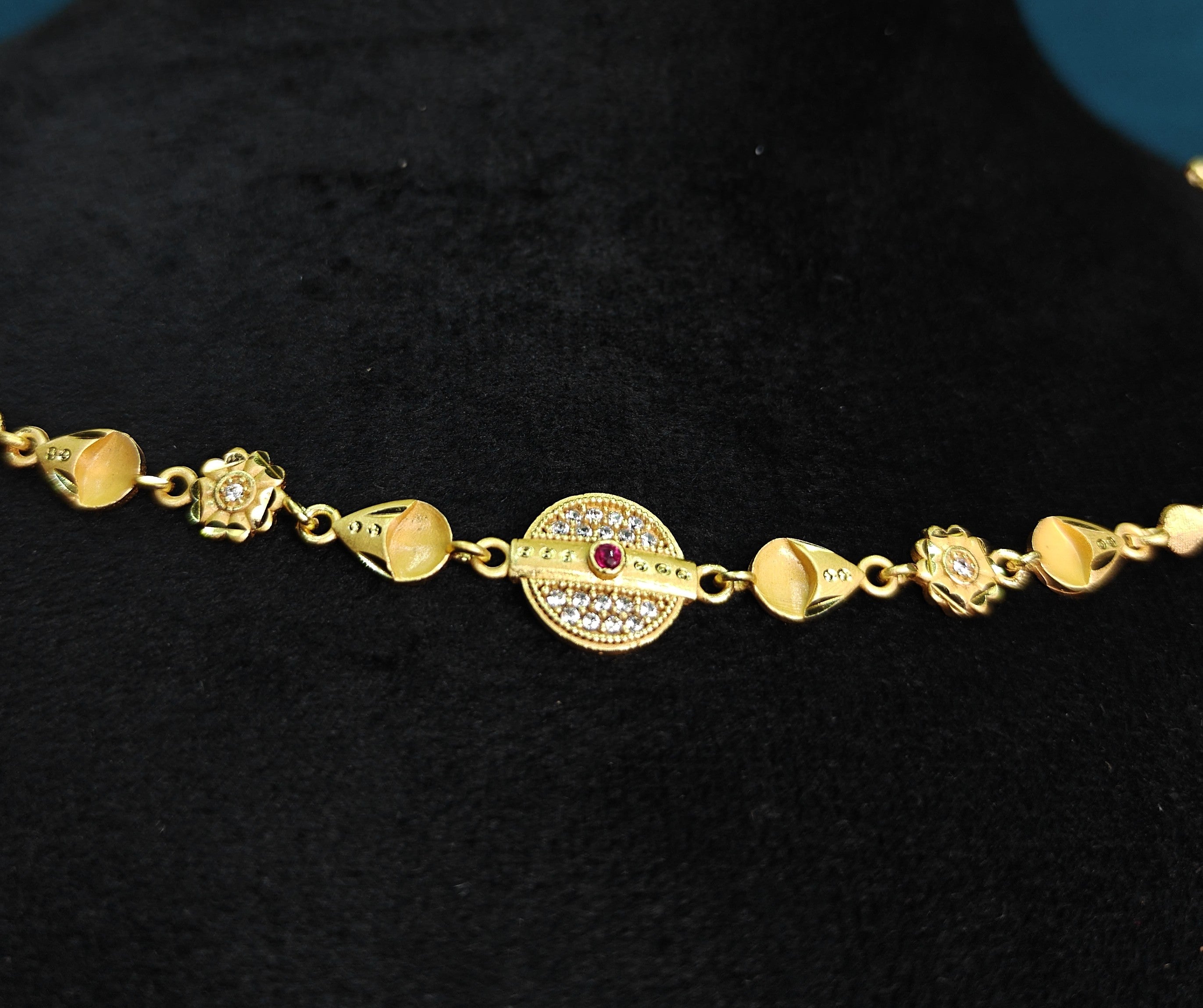 Gold-Tone Premium Central Medallion Designer Bracelet for Women - Glossy Finish