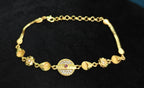 Gold-Tone Premium Central Medallion Designer Bracelet for Women - Glossy Finish