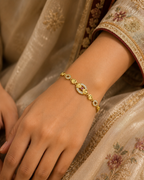 Gold-Tone Premium Oval Design Chain Bracelet for Women - Glossy Finish