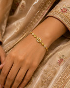 Gold-Tone Premium Marquise Link Designer Bracelet for Women - Glossy Finish