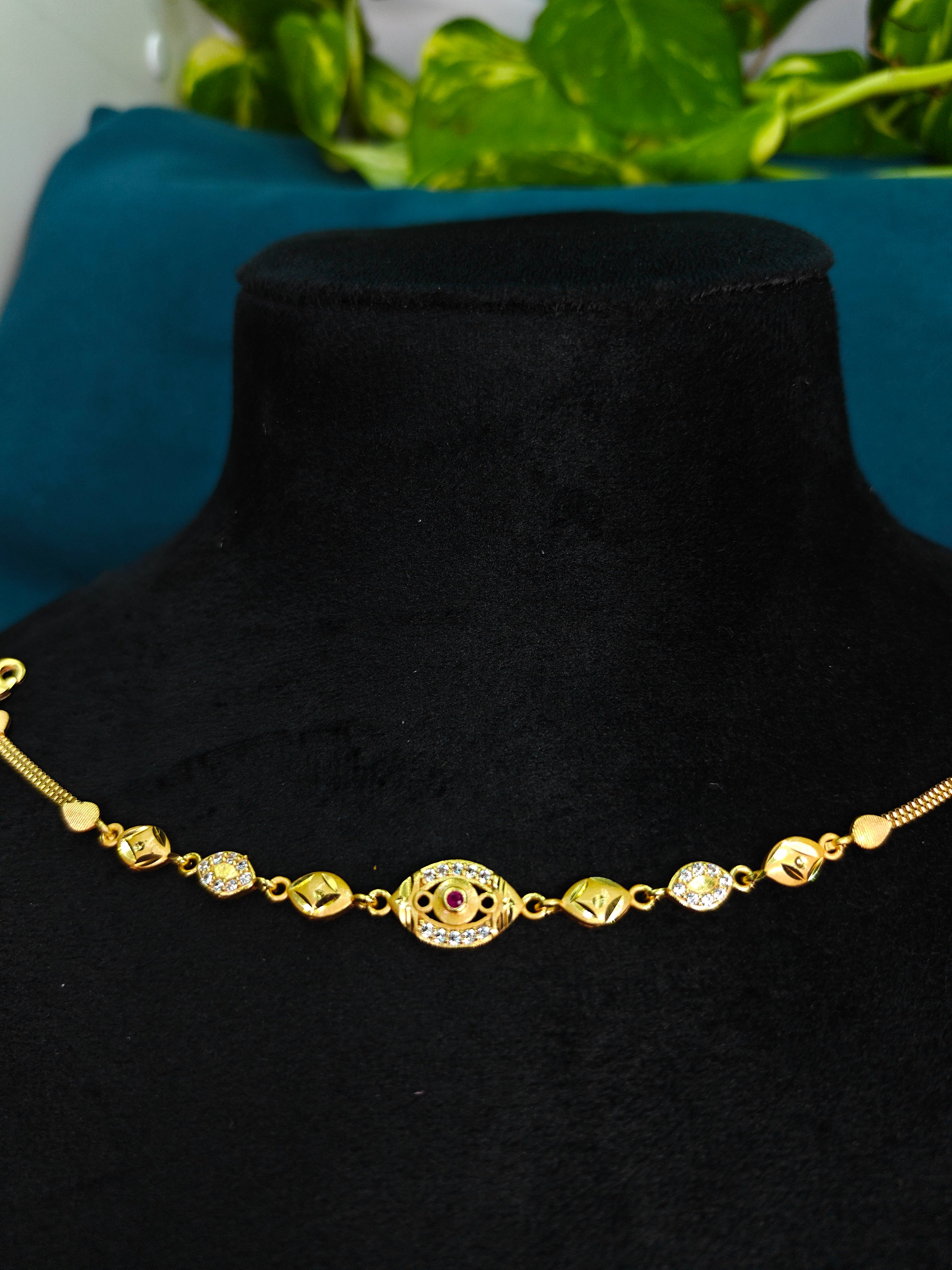 Gold-Tone Premium Marquise Link Designer Bracelet for Women - Glossy Finish