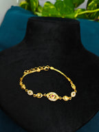 Gold-Tone Premium Marquise Link Designer Bracelet for Women - Glossy Finish