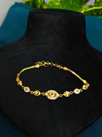 Gold-Tone Premium Marquise Link Designer Bracelet for Women - Glossy Finish