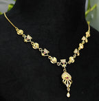 Gold-Tone Premium Floral Inspired Petal Motif AD Pendant Necklace for Women - Glossy Finish