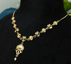 Gold-Tone Premium Floral Inspired Petal Motif AD Pendant Necklace for Women - Glossy Finish