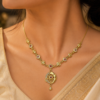 Gold-Tone Premium Celestial Moon AD Pendant Necklace for Women - Glossy Finish