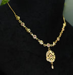 Gold-Tone Premium Celestial Moon AD Pendant Necklace for Women - Glossy Finish