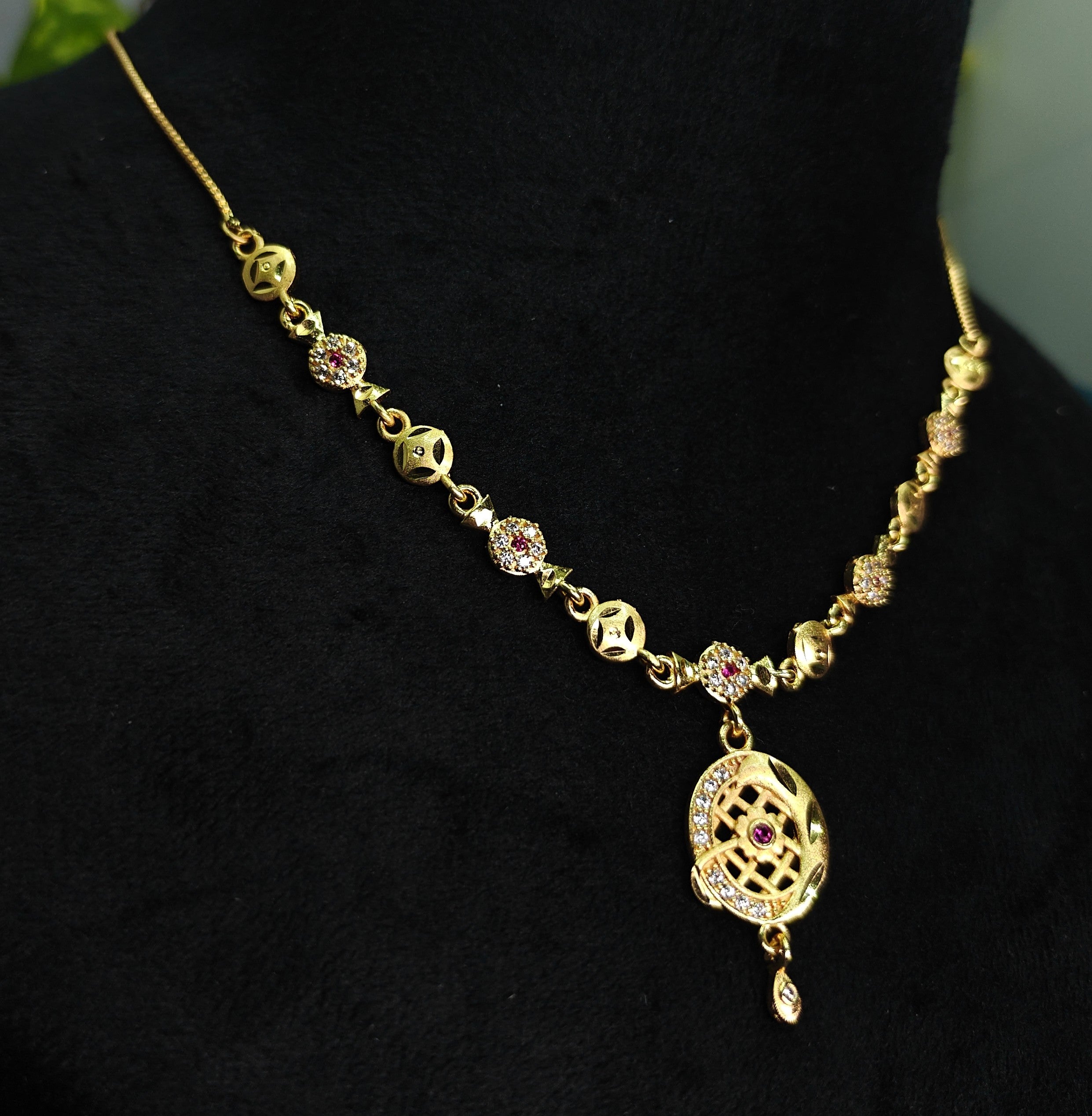 Gold-Tone Premium Celestial Moon AD Pendant Necklace for Women - Glossy Finish