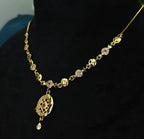 Gold-Tone Premium Celestial Moon AD Pendant Necklace for Women - Glossy Finish