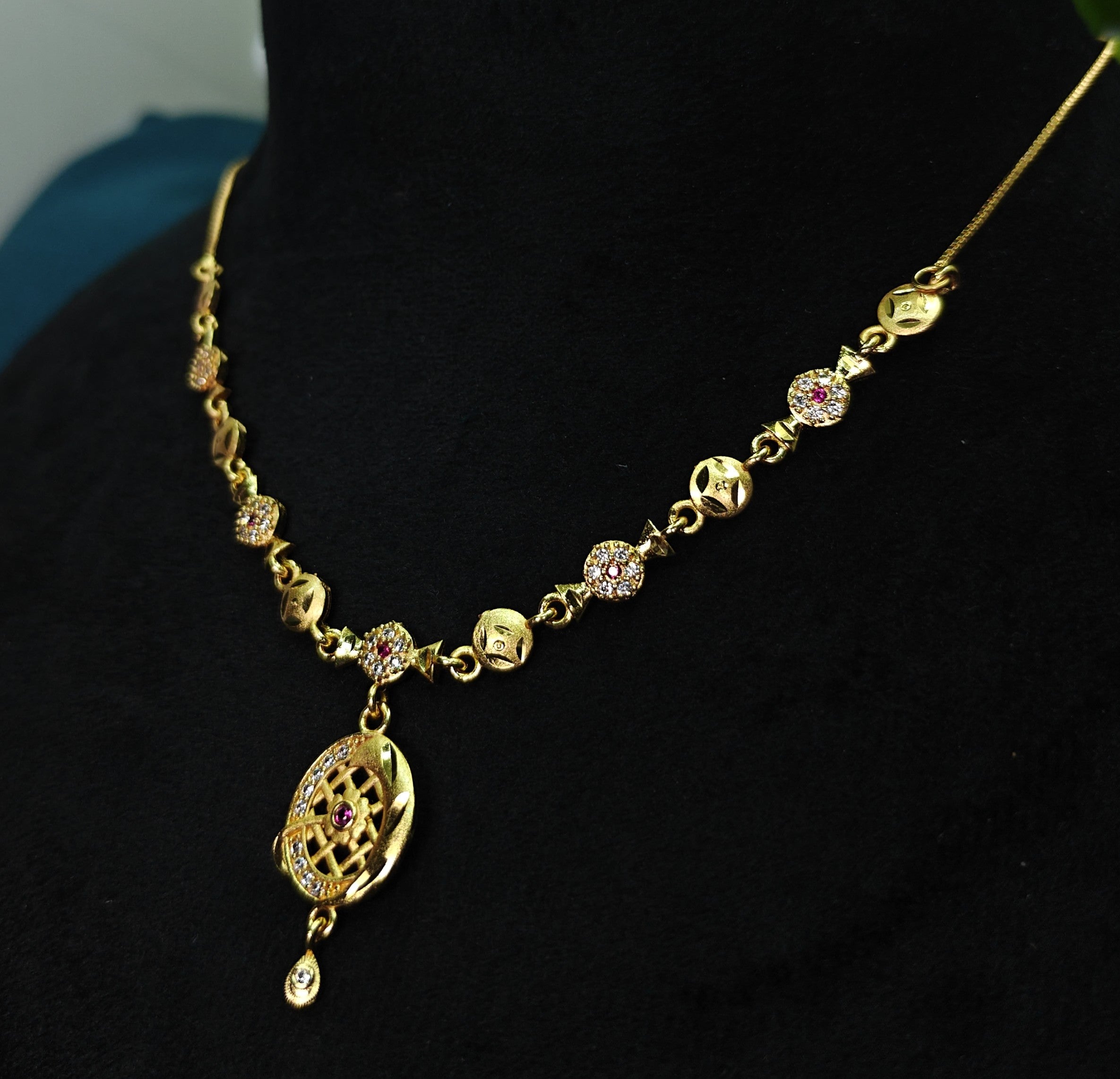 Gold-Tone Premium Celestial Moon AD Pendant Necklace for Women - Glossy Finish
