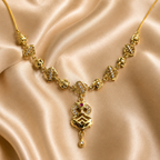 Gold-Tone Premium Multi-Layered Square Link AD Pendant Necklace for Women - Glossy Finish