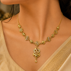 Gold-Tone Premium Multi-Layered Square Link AD Pendant Necklace for Women - Glossy Finish