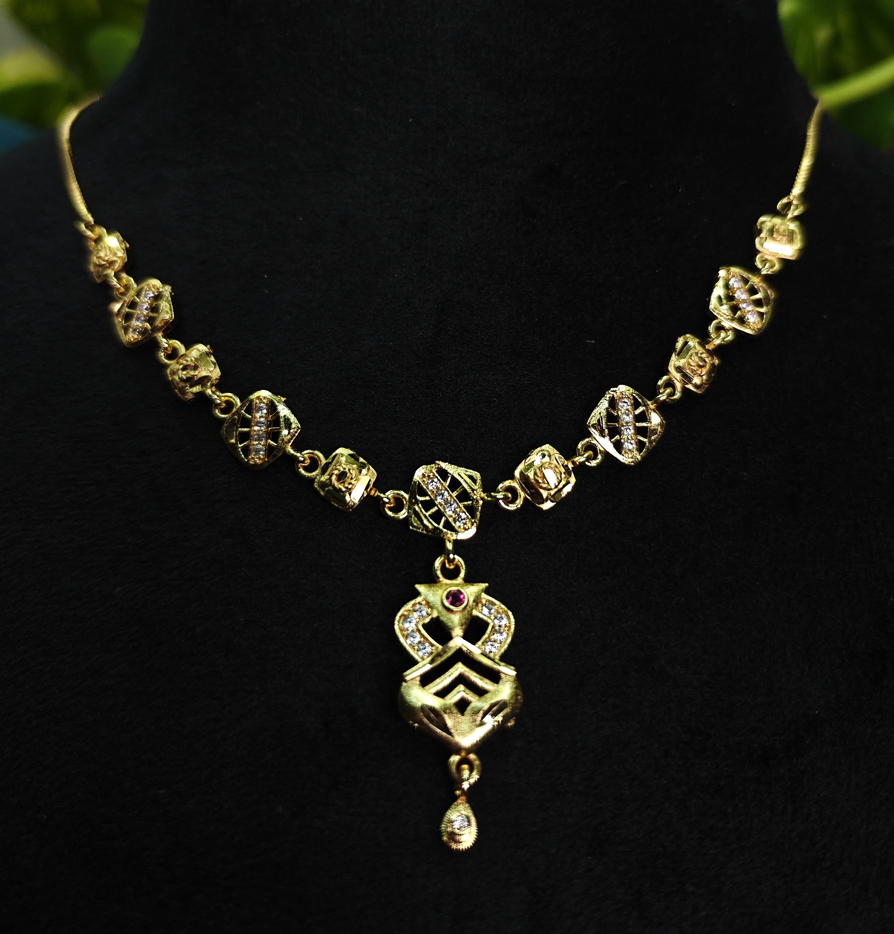 Gold-Tone Premium Multi-Layered Square Link AD Pendant Necklace for Women - Glossy Finish