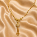Gold-Tone Premium AD Stone Studded Ball Pendant Necklace for Women - Glossy Finish