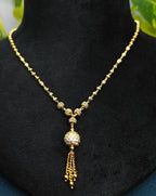 Gold-Tone Premium AD Stone Studded Ball Pendant Necklace for Women - Glossy Finish
