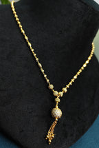 Gold-Tone Premium AD Stone Studded Ball Pendant Necklace for Women - Glossy Finish