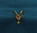 Gold-Tone Premium Ruby Red Stone Vanki Ring for Women - Glossy Finish (Size Adjustable)