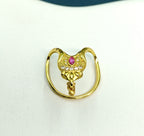 Gold-Tone Premium Ruby Red Stone Vanki Ring for Women - Glossy Finish (Size Adjustable)