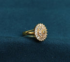Gold-Tone Premium Ballerina Style Cocktail AD Ring for Women - Glossy Finish (Size Adjustable)