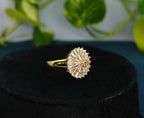 Gold-Tone Premium Ballerina Style Cocktail AD Ring for Women - Glossy Finish (Size Adjustable)