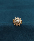 Gold-Tone Premium Floral Cluster Style Cocktail AD Ring for Women - Glossy Finish (Size Adjustable)