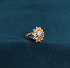 Gold-Tone Premium Floral Cluster Style Cocktail AD Ring for Women - Glossy Finish (Size Adjustable)