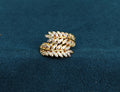 Gold-Tone Premium Vine Leaf Motif Cocktail AD Ring for Women - Glossy Finish (Size Adjustable)