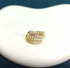 Gold-Tone Premium Vine Leaf Motif Cocktail AD Ring for Women - Glossy Finish (Size Adjustable)