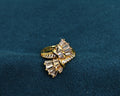 Gold-Tone Premium Baguette Wing Spiral AD Ring for Women - Glossy Finish (Size Adjustable)