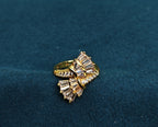 Gold-Tone Premium Baguette Wing Spiral AD Ring for Women - Glossy Finish (Size Adjustable)