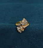 Gold-Tone Premium Baguette Wing Spiral AD Ring for Women - Glossy Finish (Size Adjustable)