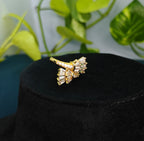 Gold-Tone Premium Baguette Wing Spiral AD Ring for Women - Glossy Finish (Size Adjustable)