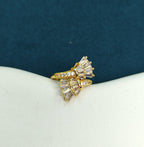 Gold-Tone Premium Baguette Wing Spiral AD Ring for Women - Glossy Finish (Size Adjustable)