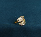 Gold-Tone Premium Double Sparkle Crown AD Ring for Women - Glossy Finish (Size Adjustable)