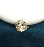 Gold-Tone Premium Double Sparkle Crown AD Ring for Women - Glossy Finish (Size Adjustable)