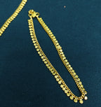 Gold-Tone Premium Traditional Kasavu Coin (Kasumala) Anklet for Women - Glossy Finish (Size 10 Inch)