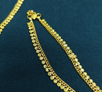 Gold-Tone Premium Traditional Kasavu Coin (Kasumala) Anklet for Women - Glossy Finish (Size 10 Inch)