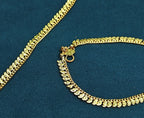 Gold-Tone Premium Traditional Mango Leaf (Mango Mala) Anklet for Women - Glossy Finish (Size 9 Inch)