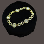 Gold-Tone Vintage Halo Cluster CZ Bracelet for Women - Glossy Finish