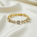 Gold-Tone Vintage Halo Cluster CZ Bracelet for Women - Glossy Finish