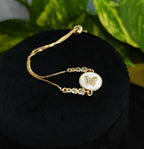 Gold-Tone Butterfly in Mother-of-Pearl AD Slider Bracelet for Women - Glossy Finish