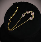 Gold-Tone Pink Stone Bolo AD Slider Bracelet for Women - Glossy Finish