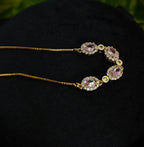 Gold-Tone Pink Stone Bolo AD Slider Bracelet for Women - Glossy Finish