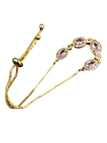 Gold-Tone Pink Stone Bolo AD Slider Bracelet for Women - Glossy Finish